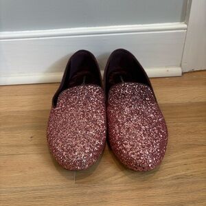 Birdies Flats Womens Starling Crushed Rose Gold Glitter Loafers Shoes Sz 10